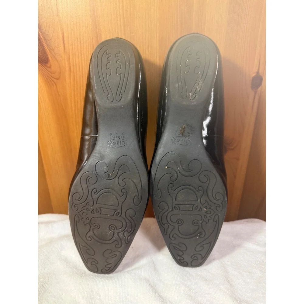 Circa Joan & David Cuniera Black Patent Flats Elastic Comfort Shoes 8.5M